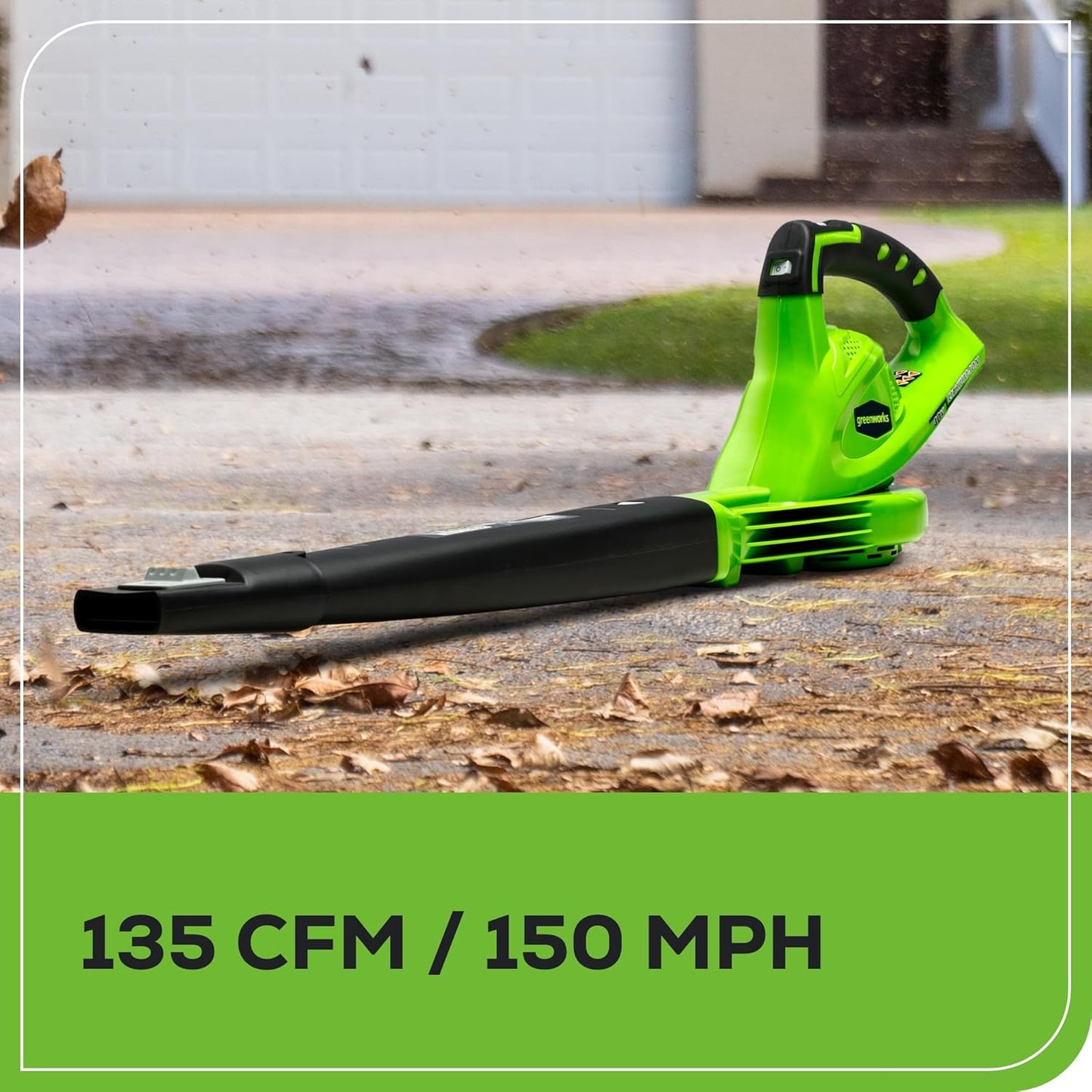 Greenworks 40V Cordless Leaf Blower – 135 CFM, 150 MPH with 2.0 Ah Battery and Charger
