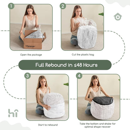 HIGOGOGO Pouf Ottoman Stuffed Round Modern Foam Filled Foot Rest Poufs for Living Room Chair Decorative 20 X 15 Inches Boho Relax Stool for Wedding Christmas Party, Beige