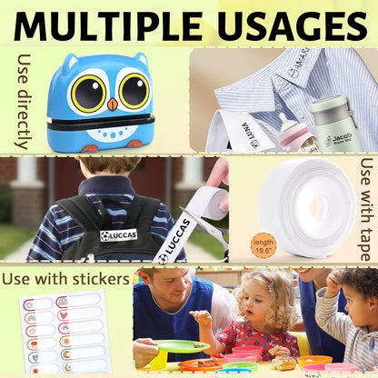 SUPHELPU Personalized Kids Name Stamp Dual-Color Ink