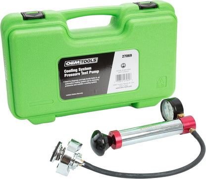 OEMTOOLS 27069 Cooling System Pressure Test Pump for Most Cooling Systems Cooling System Pressure Tester w/ Storage Case, Easy Lever Style Pressure Relief Valve, Works Most Cooling System Adapters