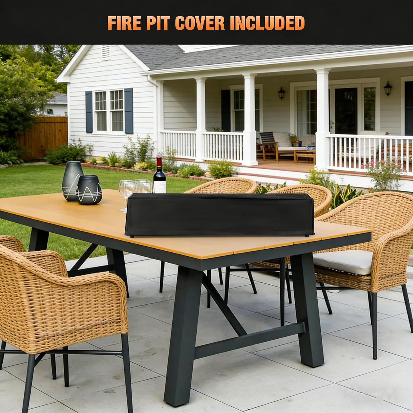 28" Propane Gas Fire Pit with 10FT Hose, 2 Covers & Glass Beads, FP063 Portable Smokeless Tabletop Fireplace for Outdoor Patio Backyard Camping RV Tailgating, Great Gift Choice, 40000BTU