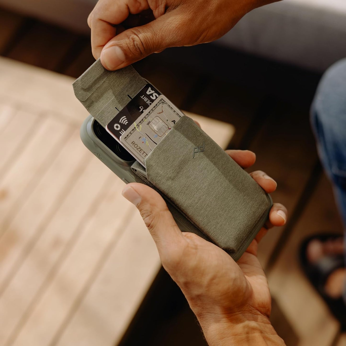 Peak Design Mobile Stand Wallet, Sage, Slim Profile, On-Demand Stand, Weatherproof Nylon Fabric, Connects to Mobile Cases, MagSafe Compatible, for iPhone, Samsung and Google Phones