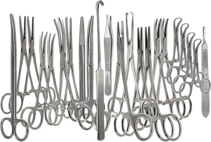 A2Z Stainless Steel 22 Pcs Veterinary Instruments Set Includes Kelly Forceps Mosquito Hemostats Carmalt Rochester Backhaus Towel Clamps Mayo Metzenbaum Scissors Multipurpose Spay Pack Kit-All in ONE