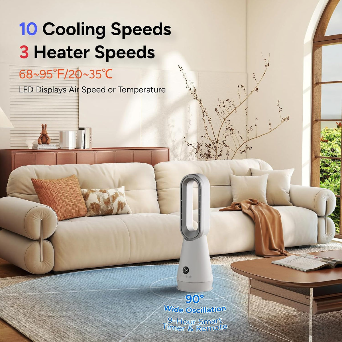 Bladeless Heater Fan with Air Purifier,22" 3-in-1 Fan Heater ComboFaryuan Bladeless Heater Fan with Air Purifier,22" 3-in-1 Fan Heater Combo