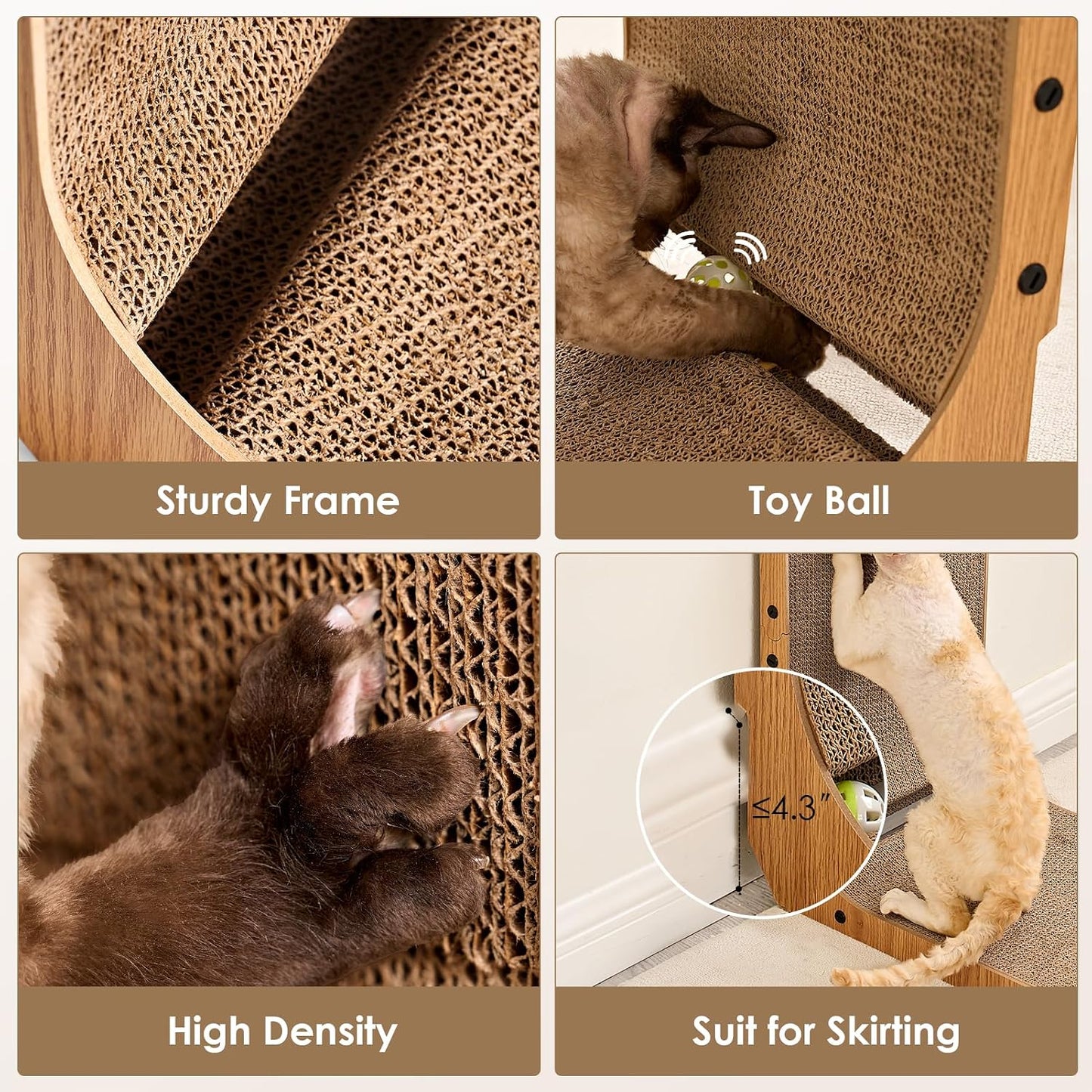 EHEYCIGA Cardboard Cat Scratcher for Indoor Cats, 26.8 Inch L-Shaped Cat Scratching Board, Brown