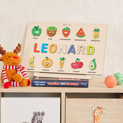 Tuiste Personalized Name Puzzle for Toddlers 1–3, Custom Wooden Montessori Learning Toy with Colorful Letters, 1st Birthday & Baby Shower Gift, Nursery Decor, Set 5