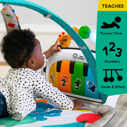 Baby Einstein 4-in-1 Kickin' Tunes Music & Language Play Gym, Piano Tummy Time Activity Mat with Lights, Music & Sensory Toys for Babies, 0–36 Months