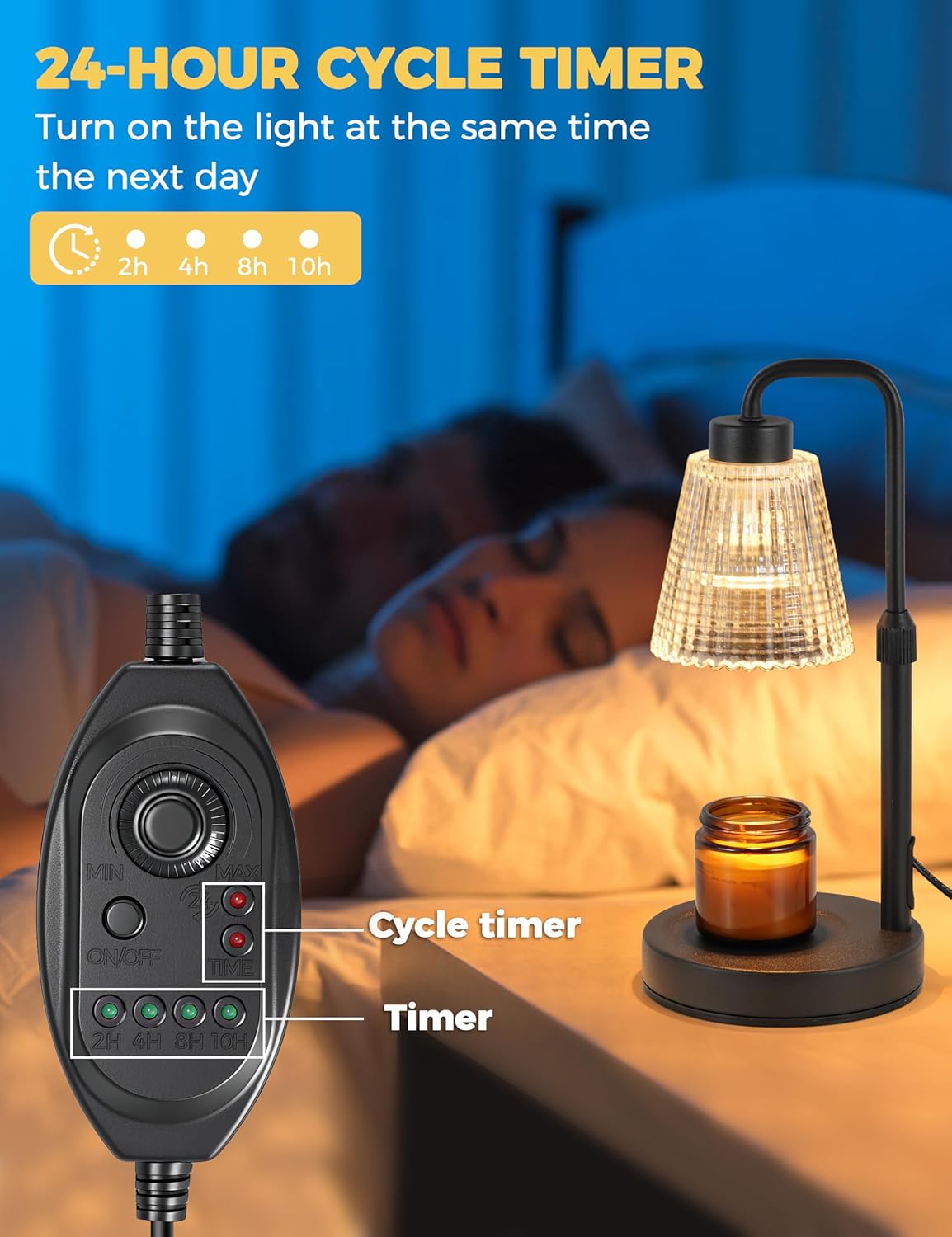 GODONLIF Candle Warmer Lamp with Timer, Dimmable Wax Melter Lamp, Height Adjustable Candle Warmer for Home Decor, Birthday Gifts for Women and Men