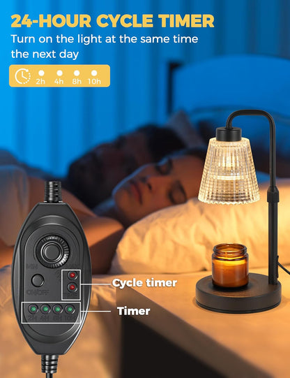 GODONLIF Candle Warmer Lamp with Timer, Dimmable Wax Melter Lamp, Height Adjustable Candle Warmer for Home Decor, Birthday Gifts for Women and Men