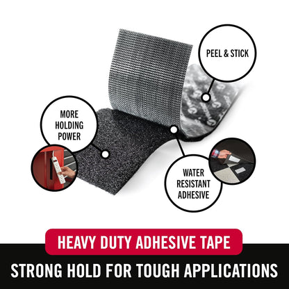 VELCRO Brand Heavy Duty Tape, Black, 2in x 25ft Bulk Roll, Holds 10 lbs Industrial Strength Adhesive Sticky Back Fastener For Indoor And Outdoor Use, Secures Items To Walls, Doors And Equipment