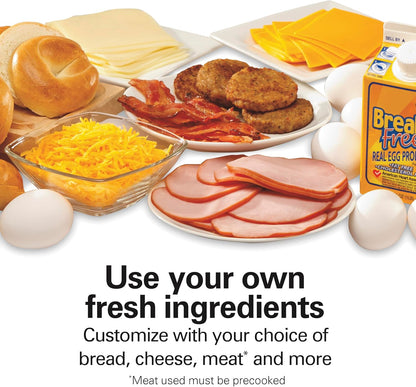 Hamilton Beach Dual Breakfast Sandwich Maker with Egg Cooker Rings & Timer Perfect for English Muffins, Croissants, Mini Waffles | Customizable & Fast |PFAS-Free | Silver | 25490MNA