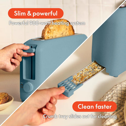 BELLA 2-Slice Slim Toaster Long Slot Extra Wide, Surf