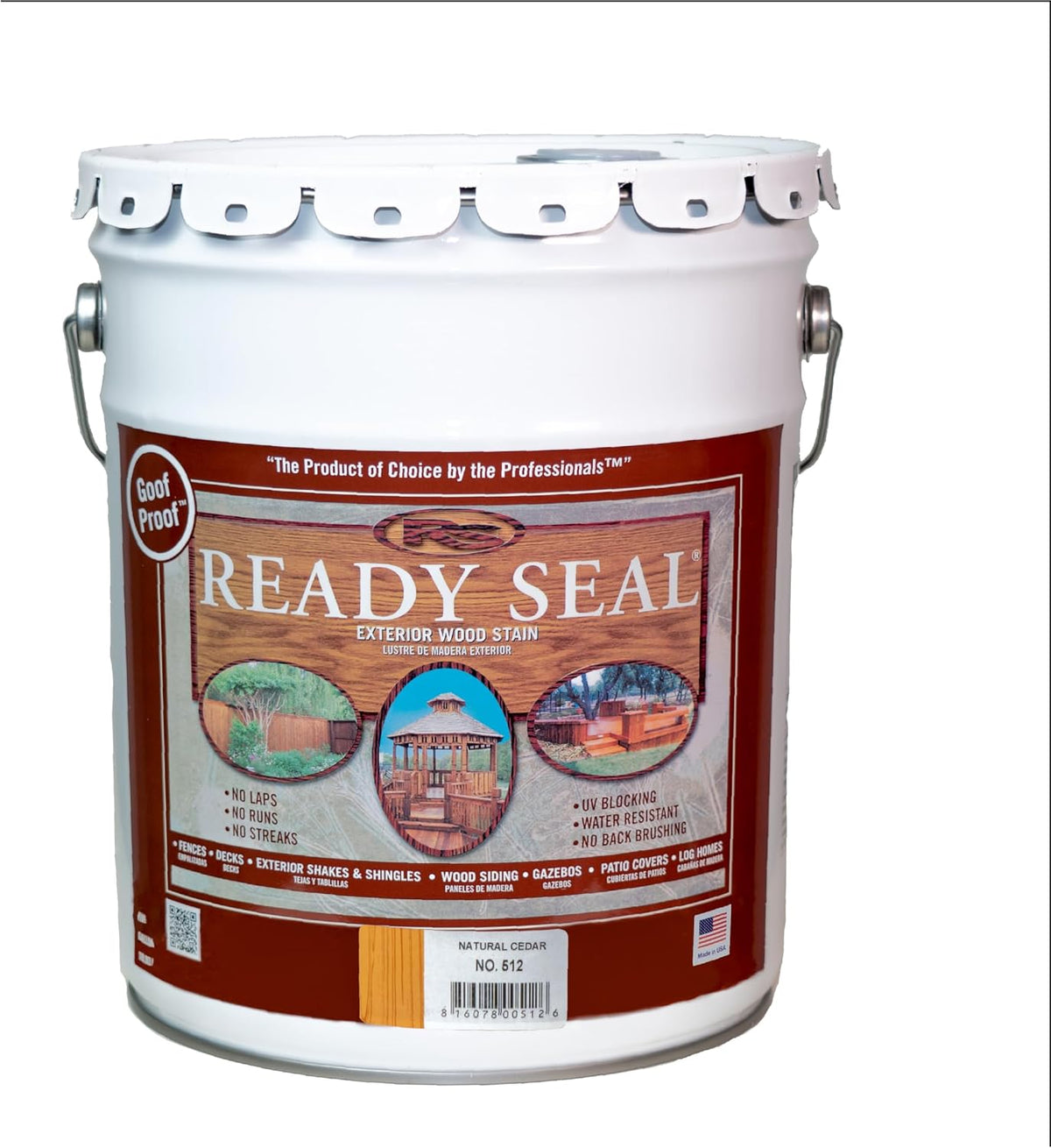 Ready Seal Exterior Wood Stain & Sealer, Natural Cedar, 5 Gallon 5 Gallon semi-transparent "Goof Proof" oil-based stain & sealer for decks, fences, siding & pergolas; no primer, no streaks.