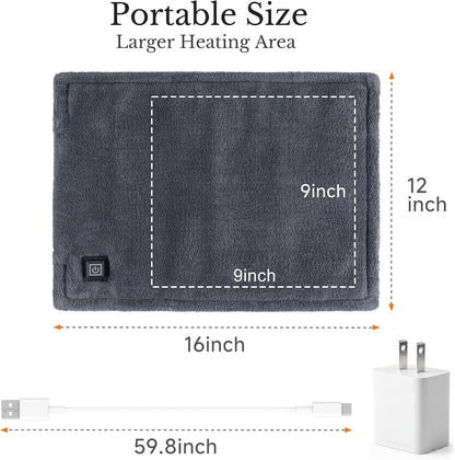 USB Mini Heating Pad for Travel with 3 Heat Settings & Auto Off
