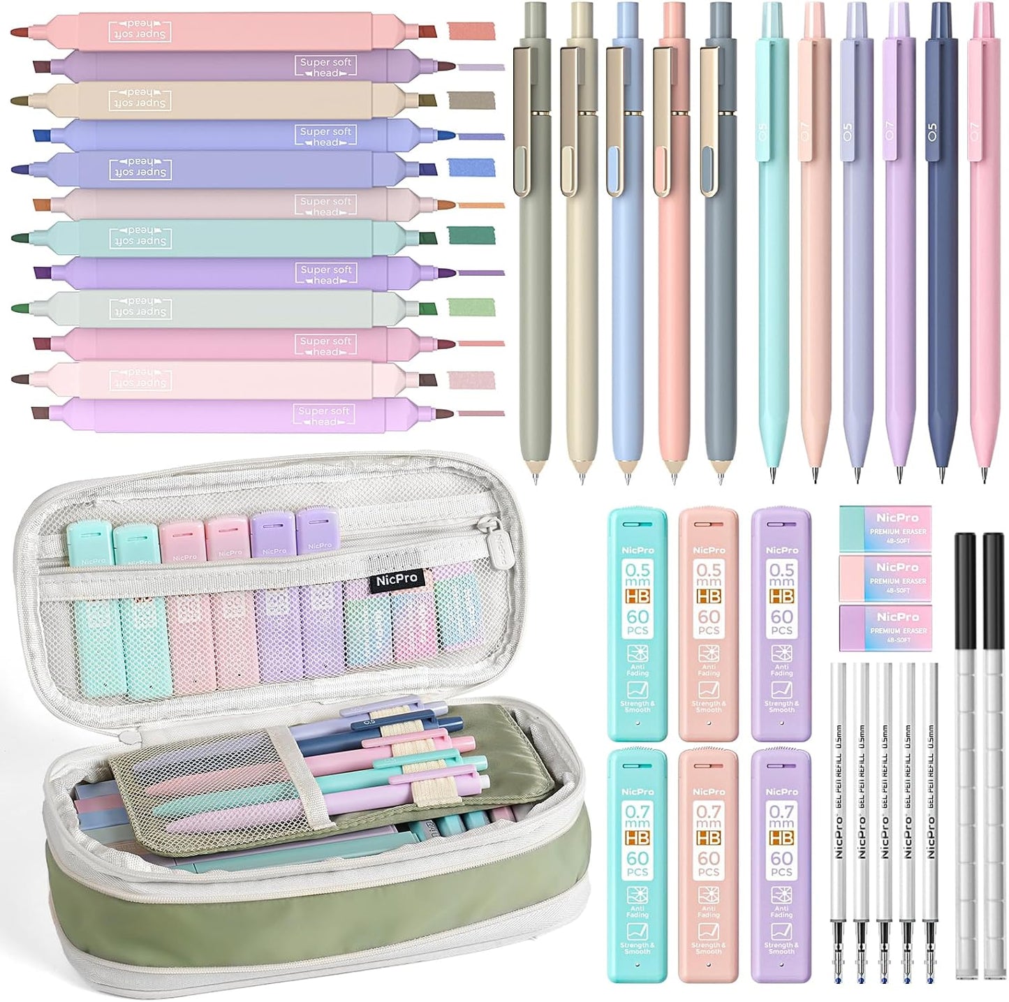 Nicpro Aesthetic School Supplies Stationery Set 39-Piece
