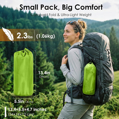 Minthouz 5-Inch Camping Sleeping Pad, Ultralight Inflatable Camping Mattress with Built-In Foot Pump, Waterproof Sleeping Mat with Carry Bag & Repair Patches, Green