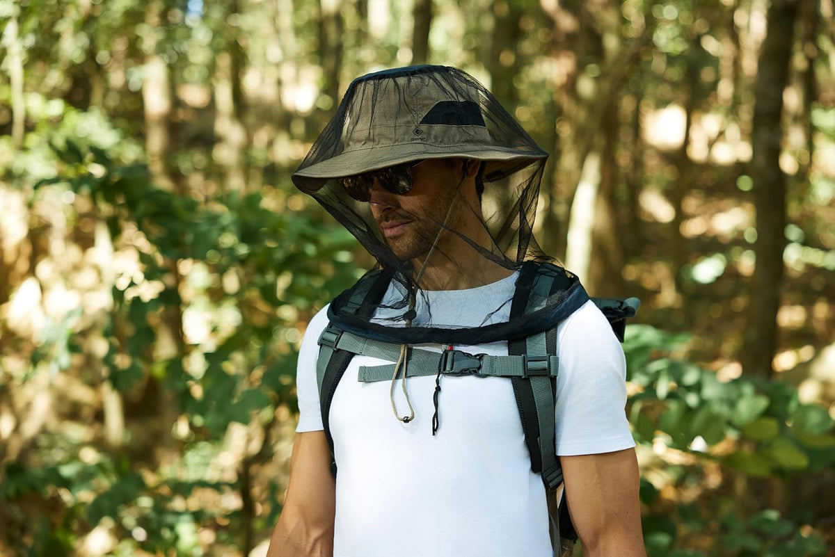 G GIEPHT 2-Pack Mosquito Head Net Mesh for Hiking & Outdoors, Lightweight Bug Face Netting Over Hat for Adults, Insect Protection for Fishing, Camping & Walking, Black