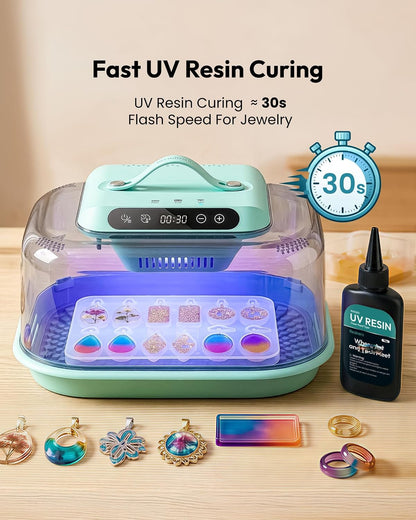 Resiners Resin Curing Machine G3 for Epoxy Resin, UV Resin, DIY Decor AirFast Pro Resin Dryer, with UV Resin Light, 2H/1Min Fast Curing, Included Silicone Mat Reversible Base, for Jewelry Making