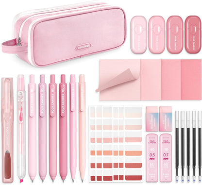 Four Candies Cute Aesthetic Pink School Supplies Kit for Girls