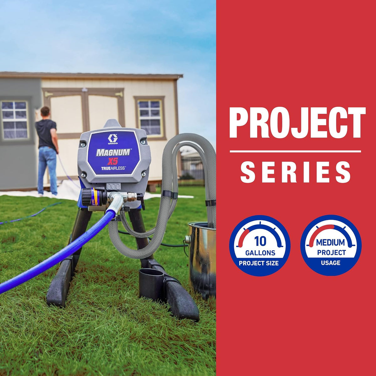 Graco Magnum X5 Airless Paint Sprayer, Interior & Exterior Model X5, 3000 PSI, Adjustable Pressure Control