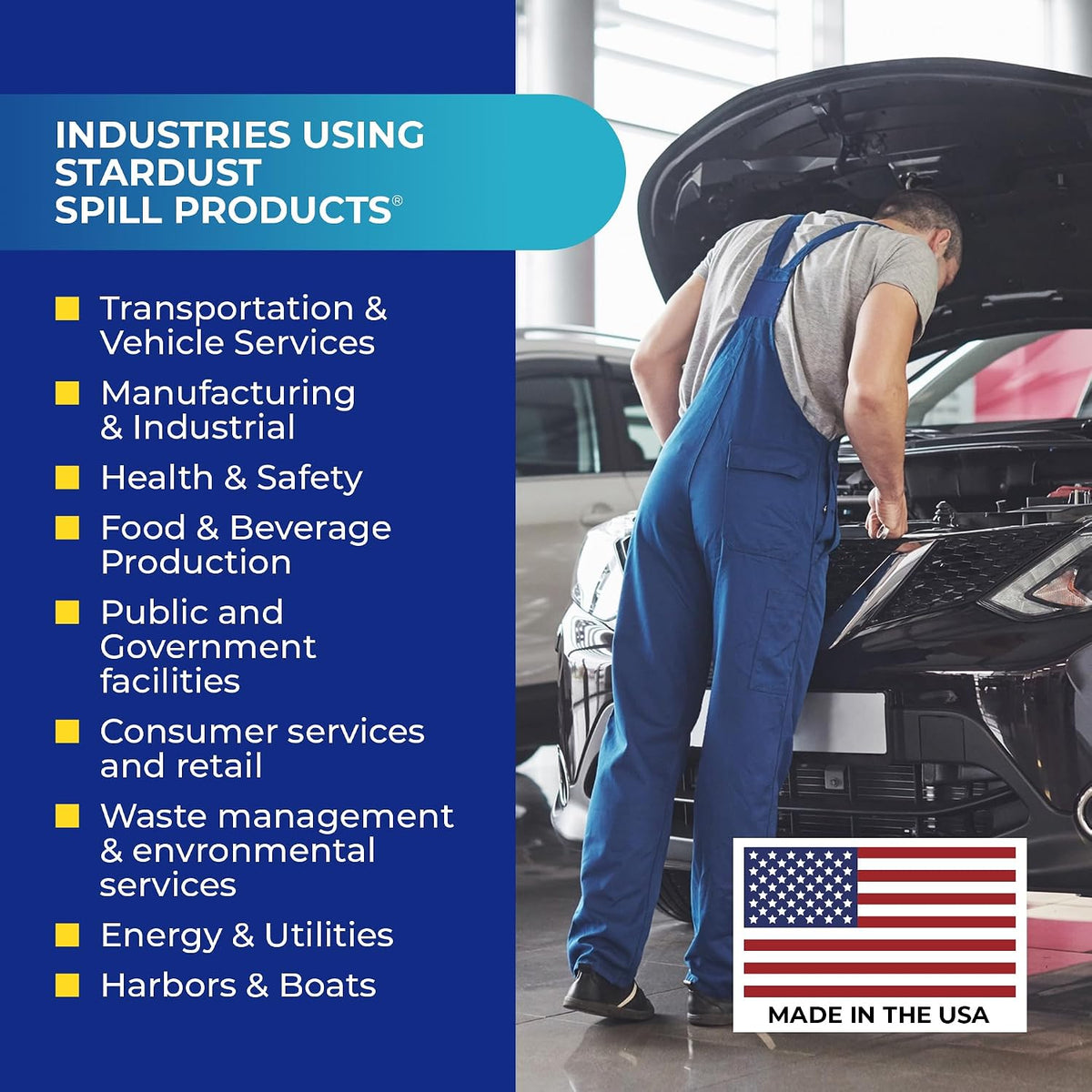 Stardust Spill Products Oil-Only Spill Kit, 2-Pack, Portable Oil Spill Cleanup Kit with Absorbent Pads, Socks, Disposal Bags & Nitrile Gloves