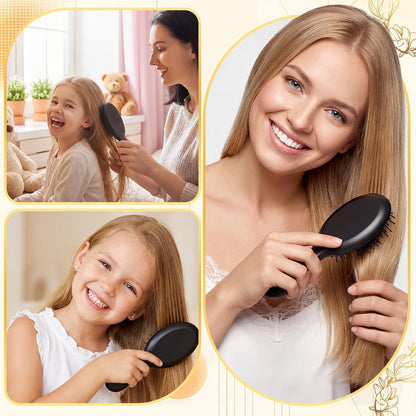 Meanplan 100 Pack Mini Hair Brushes Bulk Air Cushion Detangling Hairbrushes with Soft Bristles Travel Size Black Hair Brush for Wet Dry Hotel Amenities Charity Gym Salon Gifts Guest Supplies