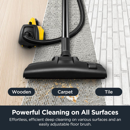 Eureka 3670M Canister Cleaner, Lightweight Powerful Vacuum for Carpets and Hard Floors, w/ 5bags,Yellow