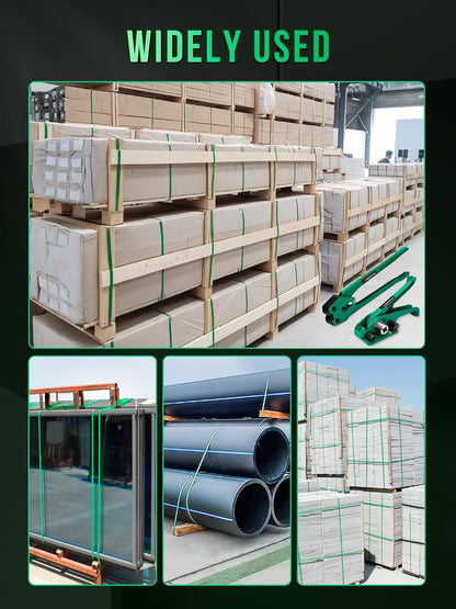 Banding Strapping Kit, Heavy Duty Pallet Packaging Kit with >1500lbs 5/8" x 1300' PET Strapping Roll, 300 Metal Seals, 100 Corner Protectors, Strapping Tensioner, Banding Sealer Tool