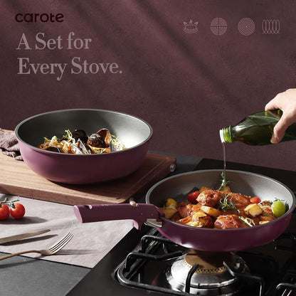 CAROTE 21pcs Pots and Pans Set Non Stick, Detachable Handle Cookware Sets