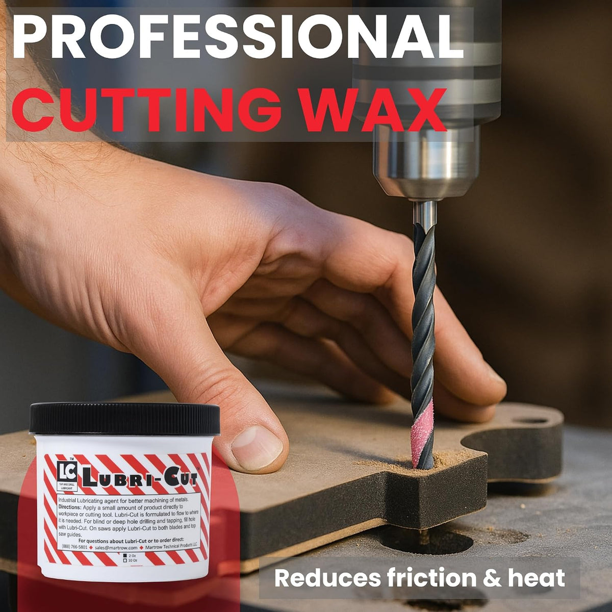 Lubri-Cut Cutting Paste for Drilling Metal, 10 Oz Tub, Beeswax-Based Tapping & Cutting Wax, Saw Blade & Drill Bit Lubricant, Made in USA