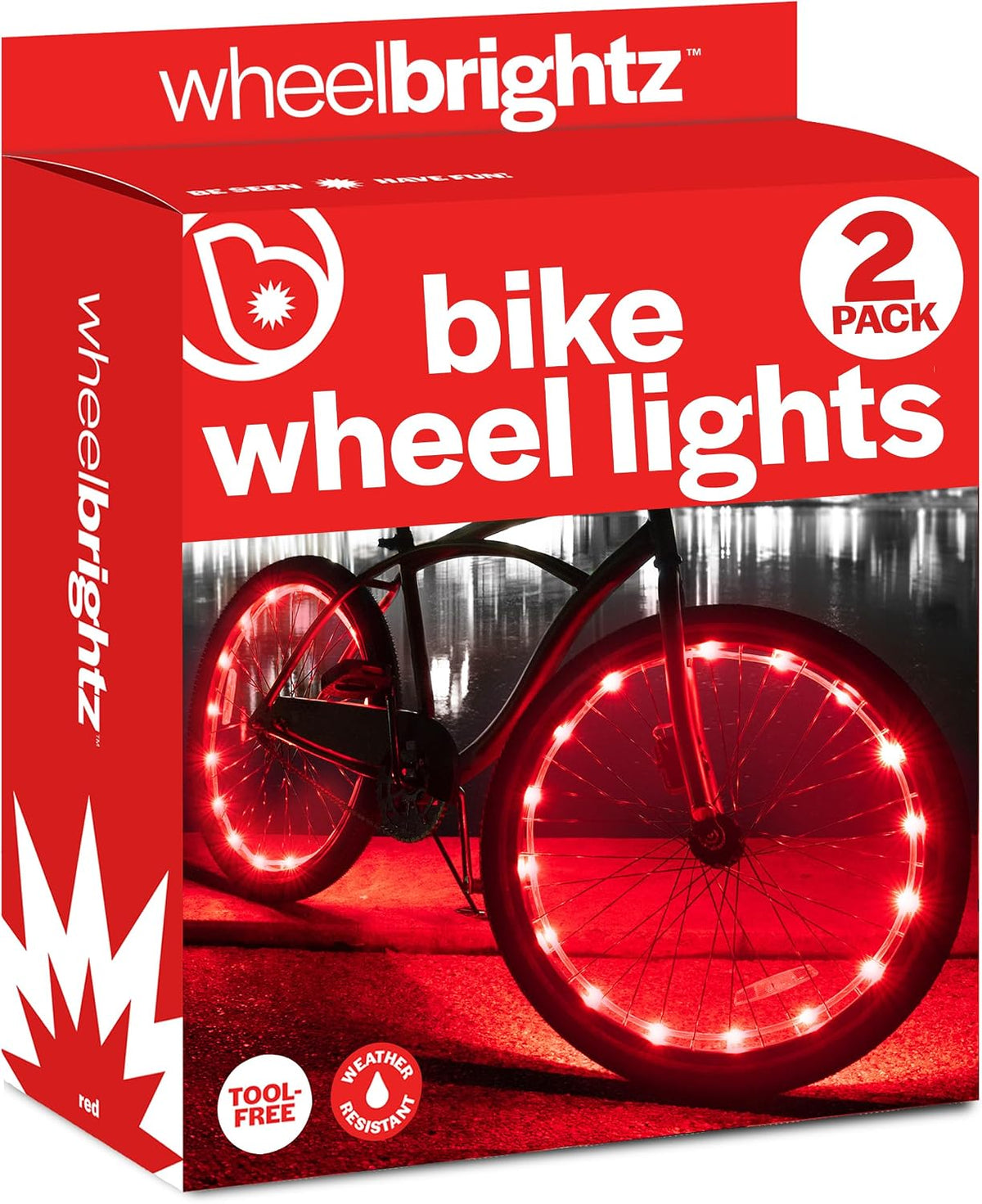 Brightz WheelBrightz LED Bike Wheel Lights, 2-Pack Color-Changing Bicycle Wheel Lights, Weather-Resistant LED Bike Spoke Lights for 20–29 Inch Wheels, 48+ Hour Illumination