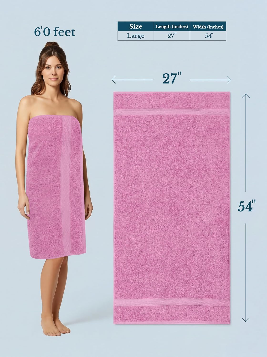 Utopia Towels 4 Pack Premium Bath Towels, 27x54 in, 600 GSM Cotton Pink