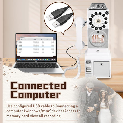 Video Audio Guest Book, Wedding Phone Customized Video Messages, Record Preserve Your Special Occasions, Ideal for a Variety of Memorable Party Occasions (Wall Phone,White)