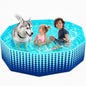 Jasonwell Foldable Dog Kiddie Pool, 63" x 63" x 12", Collapsible Pet Pool & Whelping Box with Anti-Slip Surface, Extra Hose Connector, Green