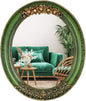 Oval 11.8x10 inch Resin Vintage Mirror Wall Mounted Decorative Mirror for Entryway, Hallway, Bedroom Oval Mirror(Green)