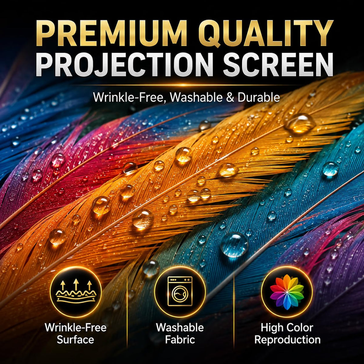 TOWOND 120-Inch Outdoor Projector Screen with Stand, 16:9 Portable HD Foldable Movie Screen, 4K/1080P Front & Rear Projection Screen with Carry Bag, Wind Anchor Kit