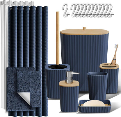 Clara Clark Black Bathroom Set, Shower Curtain Set, Bathroom Accessory Set