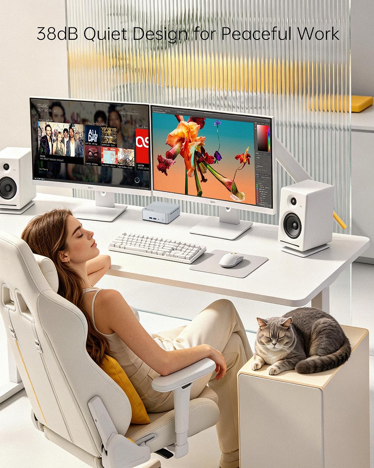 Glorlin Mini PC, AMD Ryzen 5 3501U CPU (Beats N95, Up to 3.7 GHz, 4C/8T) Small Desktop Computer 16GB DDR4 RAM 512GB NVMe SSD WiFi 6 Bluetooth 5.3 Dual HDMI DP Support Three 4K Display for Home Office
