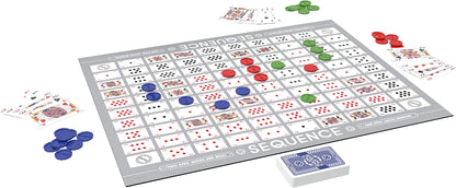 JAX SEQUENCE Original Strategy Game with Folding Board, Cards & 135 Chips, 2-12 Players, Ages 7+, Indoor Family Board Game