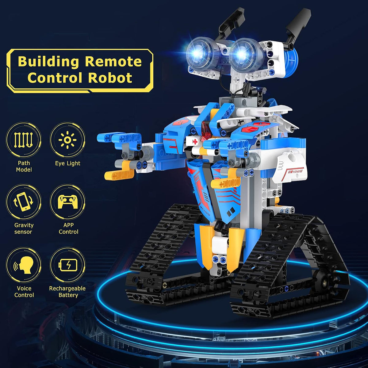 Henoda 15049 Programmable Robot Building Kit, 468+ Pieces, APP & Remote Control STEM Robot Toy, Bluetooth, Mecanum Wheels, Coding & Robotics Kit for Kids Ages 8+, Blue