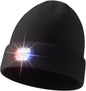 Olulse Unisex Beanie with LED Light, USB Rechargeable Winter Hat with 6-Bulb Headlamp, 3 Brightness Levels, Hands-Free Lighting for Men & Women, Black