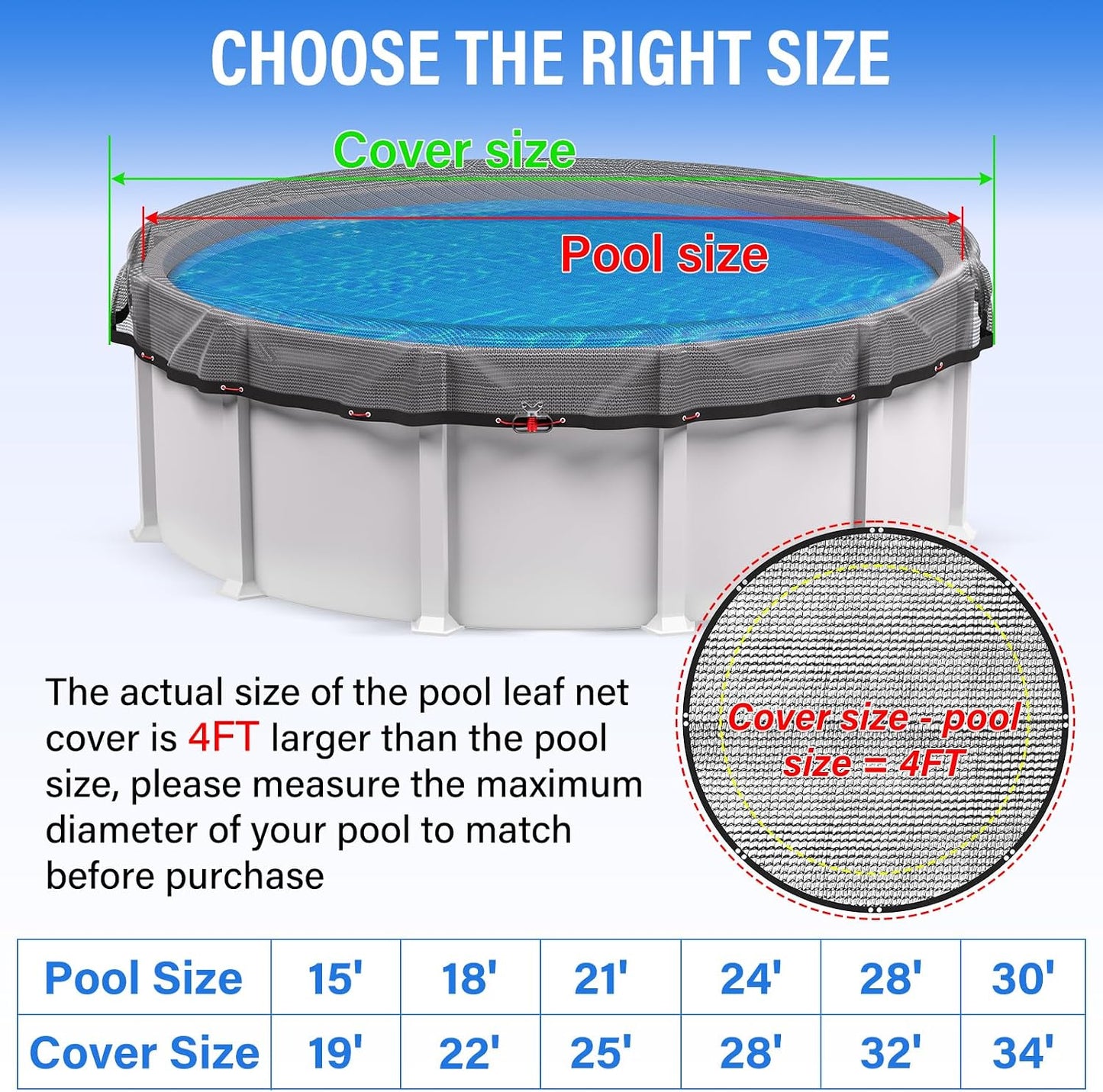 24FT Pool Leaf Net Cover for Above Ground Pool, 28FT Round Pool Net Cover with Reinforced Mesh, Winch & Steel-Core Cable, Heavy-Duty Leaf Cover, Black