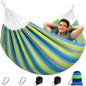 DeeprBetter Cotton Camping Hammock for Outside, Portable Single Hammock with Tree Straps & Carabiners, 420-Lb Capacity, 106" x 59", Green