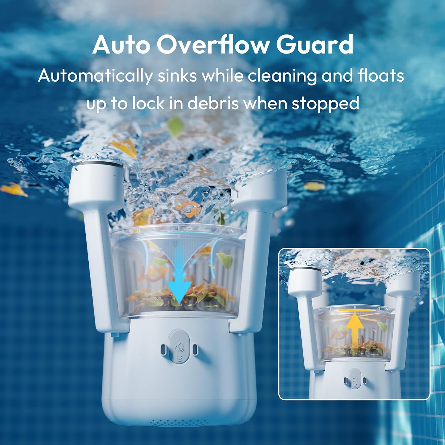 BUBLUE F10 Robotic Pool Surface Skimmer – App Controlled AI Navigation Pool Cleaner, Space White