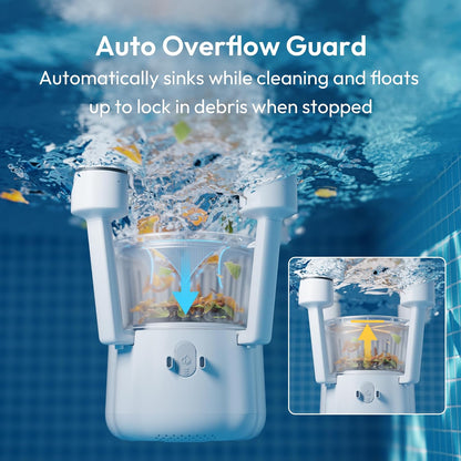 BUBLUE F10 Robotic Pool Surface Skimmer – App Controlled AI Navigation Pool Cleaner, Space White