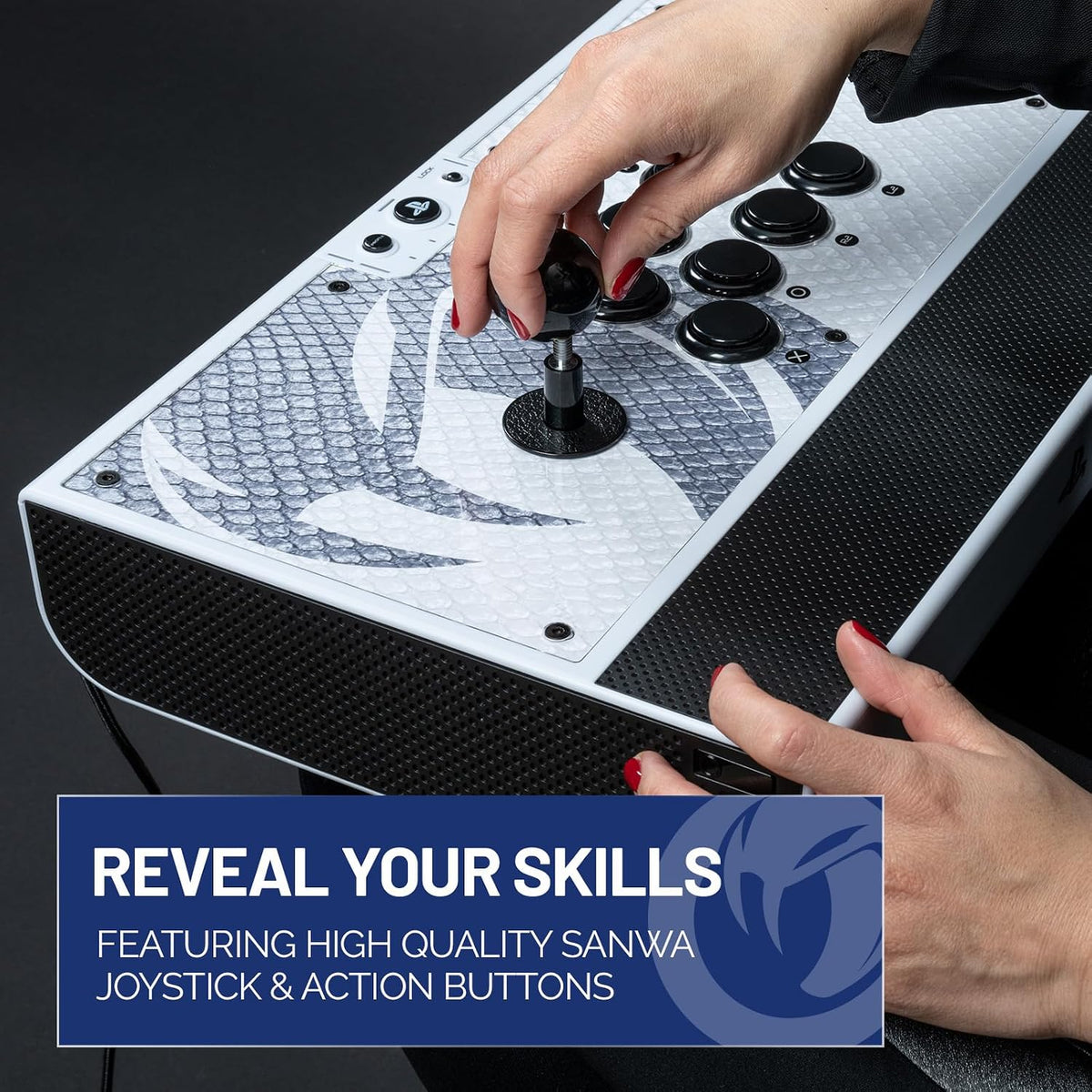 Nacon Daija Arcade Fight Stick Officially Licensed for PlayStation - PS5, PS4 & Windows 10/11 PC - Sanwa Joystick & Action Buttons, Customizable Front Plate, 3-Meter Cable