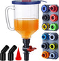 SMART JERRY Engine Oil Funnel Kit, Spill-Proof Oil Change Funnel with 12 Adapters, 1.6-Quart Capacity, Flow Control Valve, Magnetic Organizer Boards & 45° Elbows
