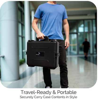 CASEMATIX Waterproof IP67 Laptop Hard Case for 15.6-17.3 inch Gaming Laptops & Accessories - Heavy Duty Hard Laptop Case with Foam Compatible with Asus Acer MSI Alienware Gaming Models & More