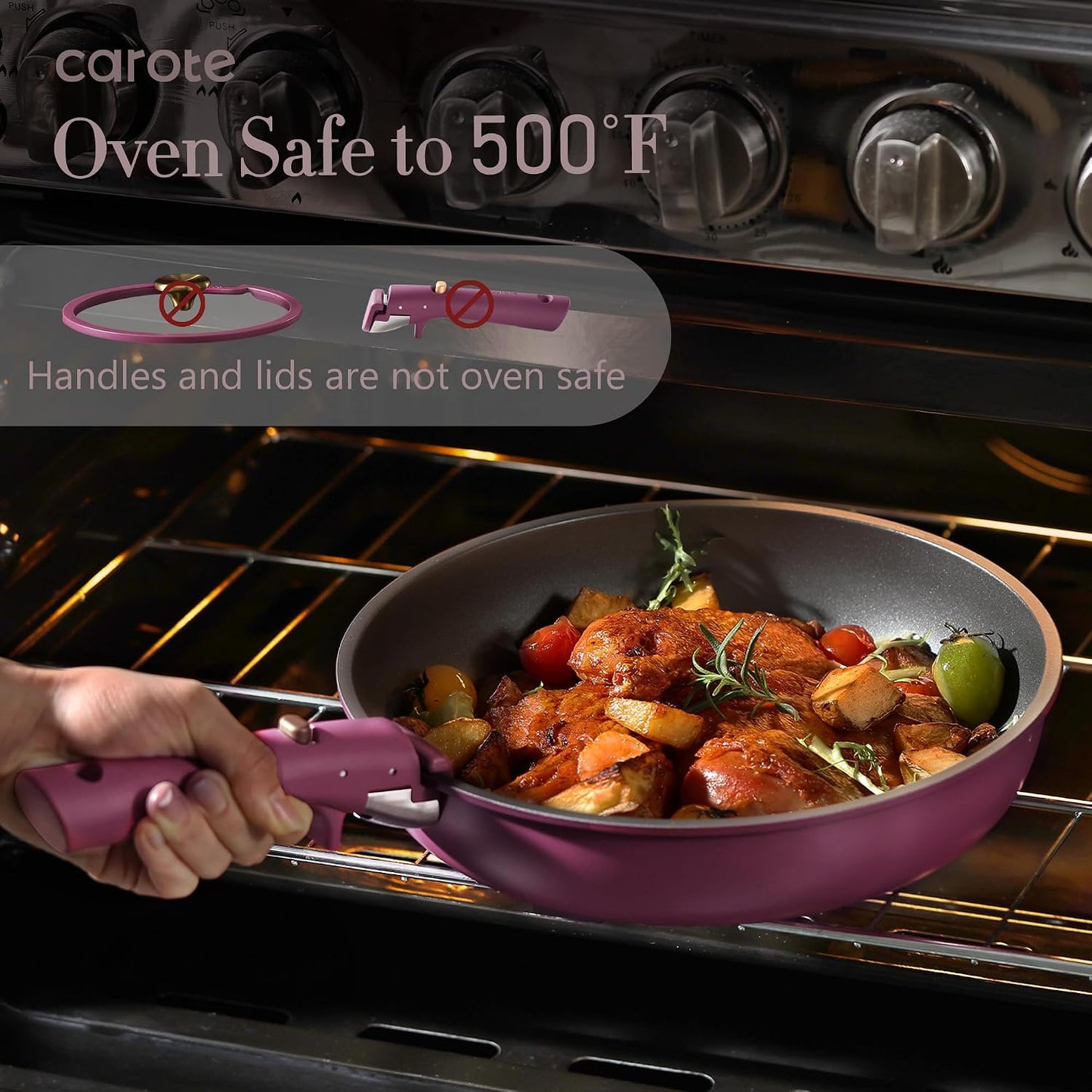 CAROTE 21pcs Pots and Pans Set Non Stick, Detachable Handle Cookware Sets