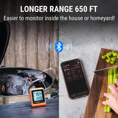 TempPro TempSync Bluetooth Meat Thermometer 650 ft, 2 Probes